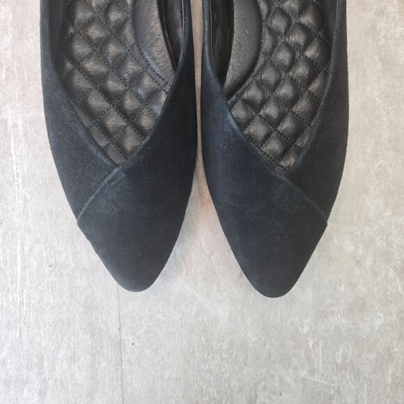 Birdies Ballet Flat 7.5 Black Suede Pointed Preppy Dressy Comfort Ballerina Shoe - Picture 9 of 12